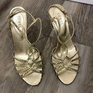 Gold guess heels